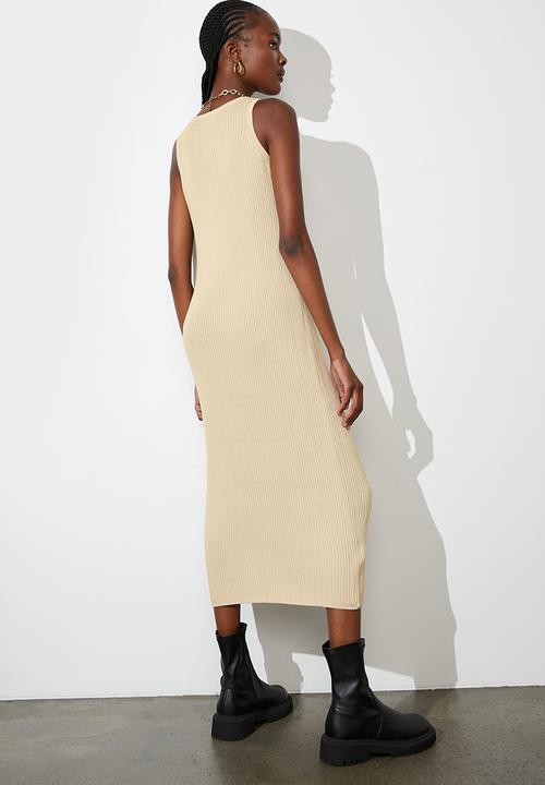 Superbalist - Cotton cutaway knitwear dress - oatmeal