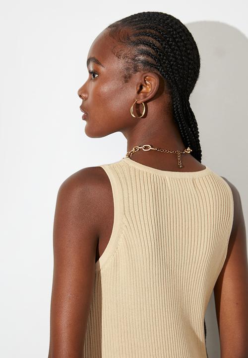 Superbalist - Cotton cutaway knitwear dress - oatmeal