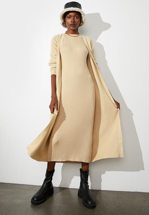 Superbalist - Cotton cutaway knitwear dress - oatmeal