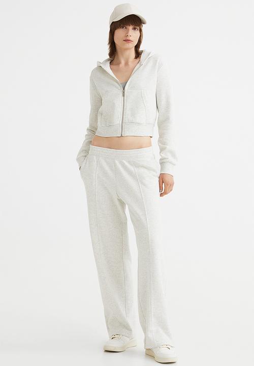 H&M - Cropped zip-through hoodie - light grey marl