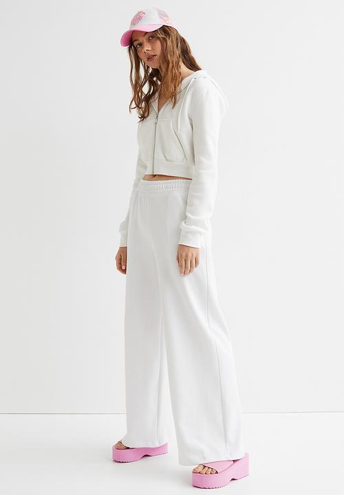 H&M - Cropped zip-through hoodie - white