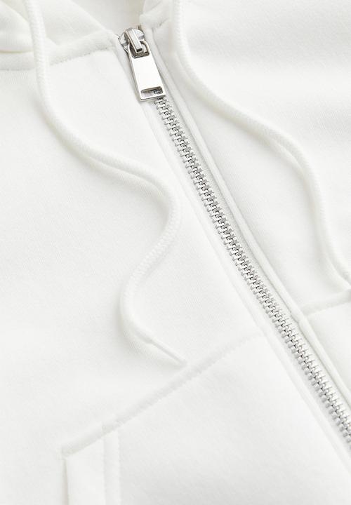H&M - Cropped zip-through hoodie - white