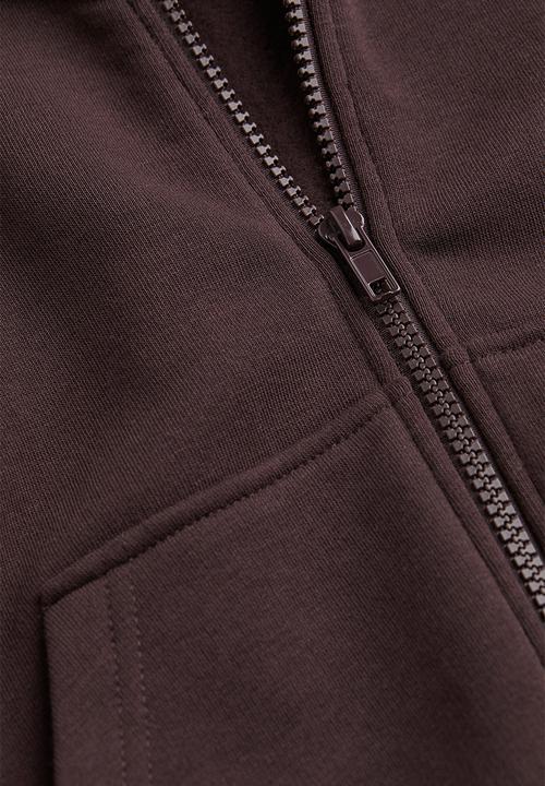 H&M - Cropped zip-through hoodie - dark brown