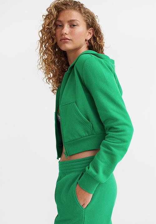 H&M - Cropped zip-through hoodie - green