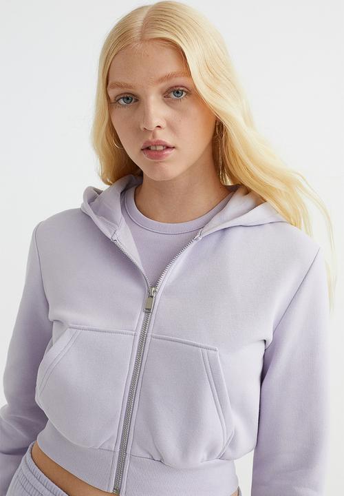 H&M - Cropped zip-through hoodie - light purple