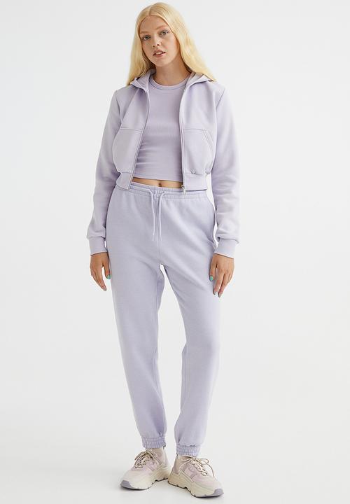 H&M - Cropped zip-through hoodie - light purple