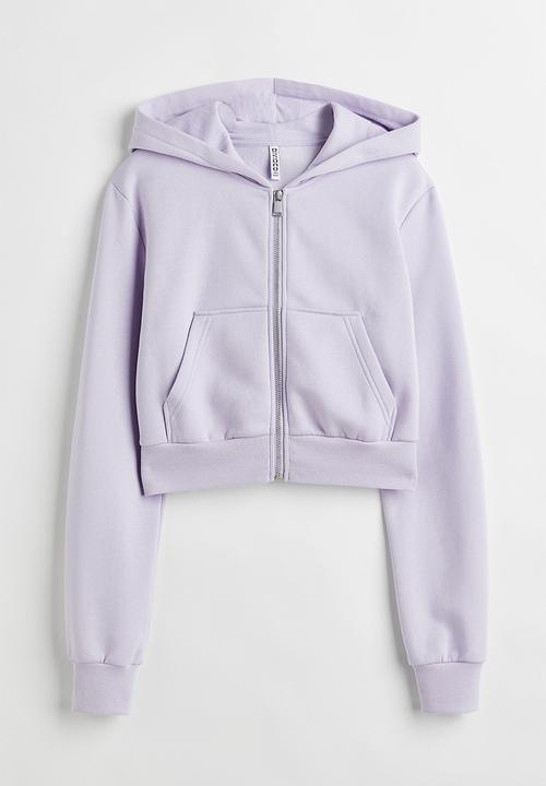 H&M - Cropped zip-through hoodie - light purple
