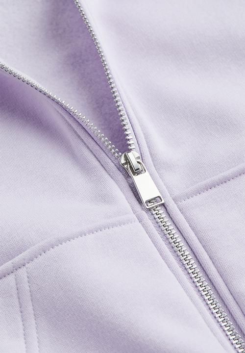 H&M - Cropped zip-through hoodie - light purple