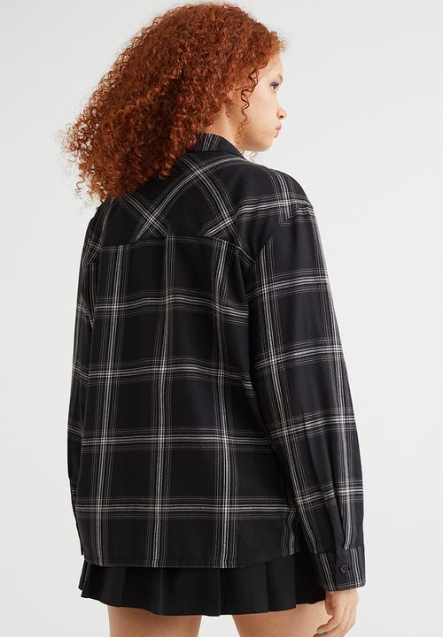 H&M - Checked shirt - black/white checked