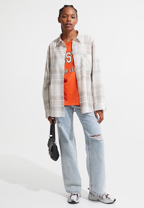 H&M - Checked shirt - white/beige checked