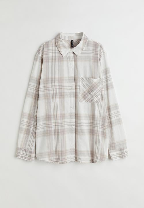 H&M - Checked shirt - white/beige checked