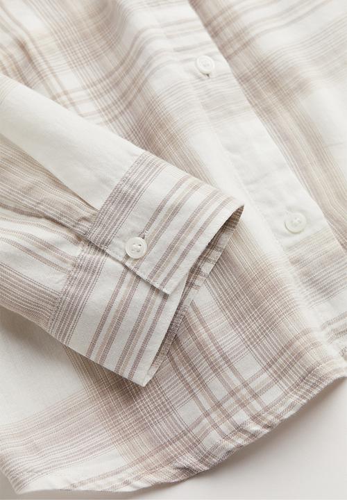 H&M - Checked shirt - white/beige checked