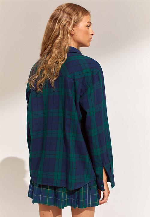 H&M - Checked shirt - dark blue/green checked