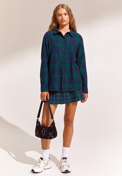 H&M - Checked shirt - dark blue/green checked