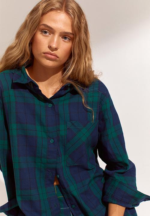 H&M - Checked shirt - dark blue/green checked