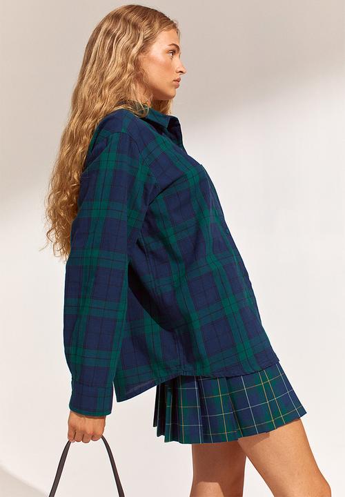 H&M - Checked shirt - dark blue/green checked