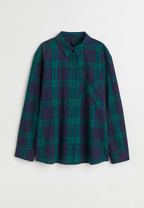 H&M - Checked shirt - dark blue/green checked