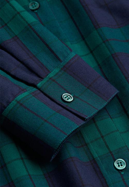 H&M - Checked shirt - dark blue/green checked