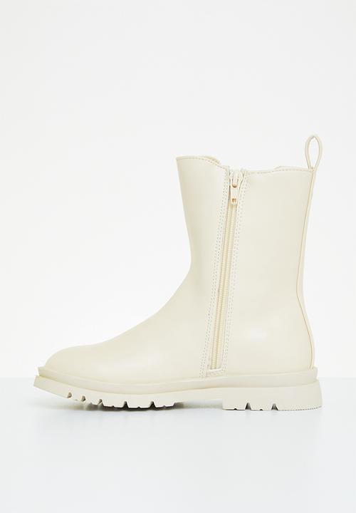 Cotton On - Combat gusset boot - ecru