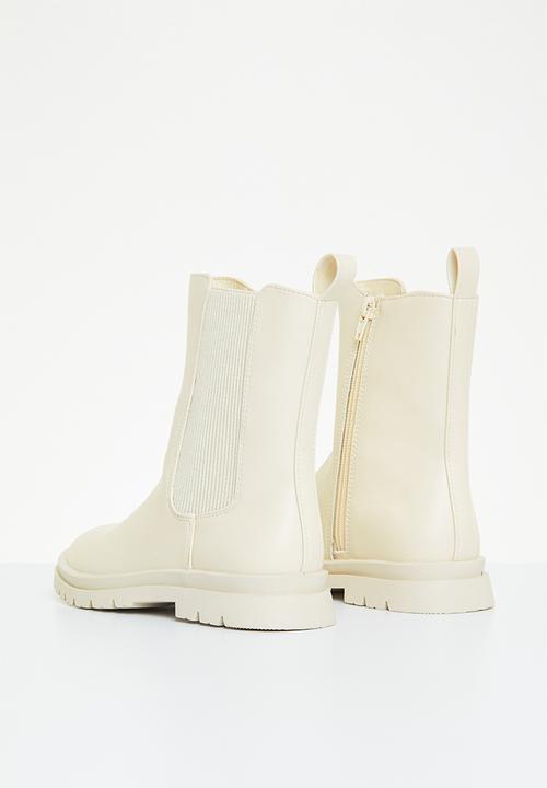 Cotton On - Combat gusset boot - ecru