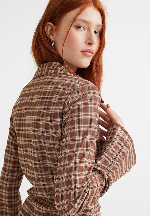 H&M - Twill shirt dress - brown/checked