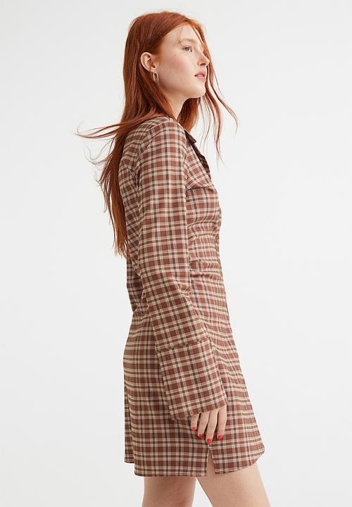 H&M - Twill shirt dress - brown/checked