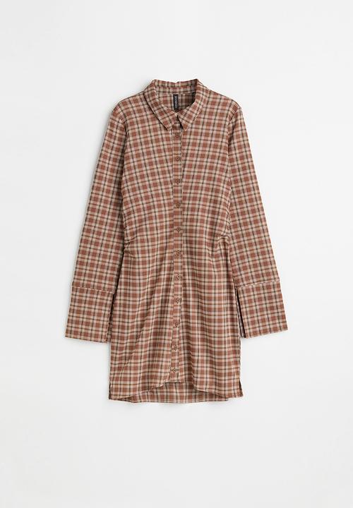 H&M - Twill shirt dress - brown/checked