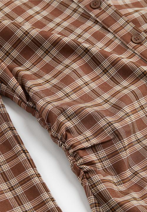 H&M - Twill shirt dress - brown/checked
