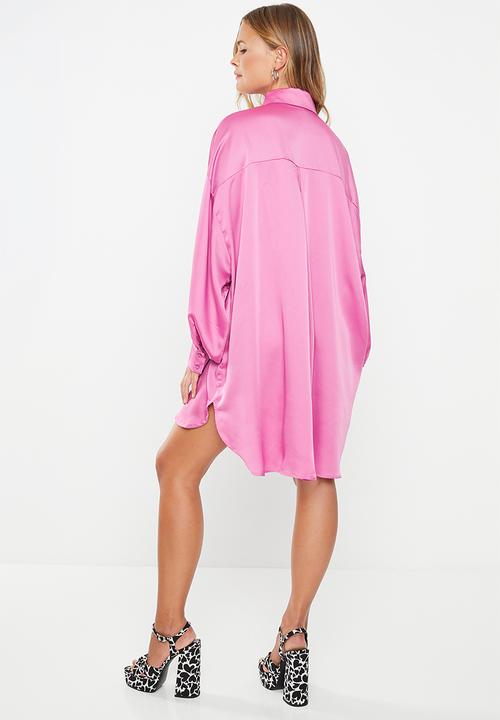 Glamorous - Satin shirt dress - orchid