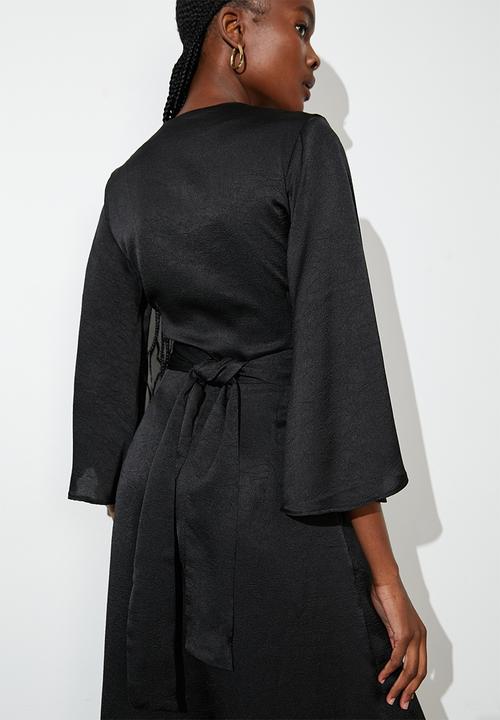 Superbalist - Satin draped front jumpsuit - black