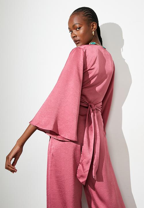 Superbalist - Satin draped front jumpsuit - heather rose