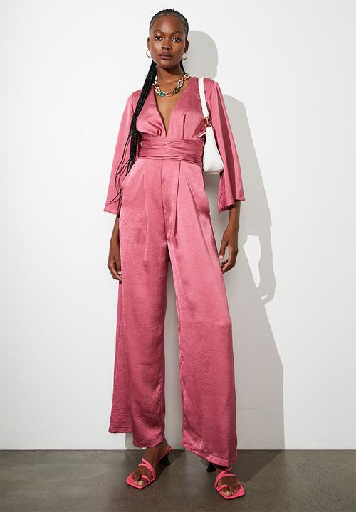 Superbalist - Satin draped front jumpsuit - heather rose
