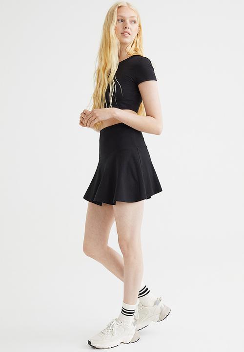 H&M - Flared cotton jersey skirt - black