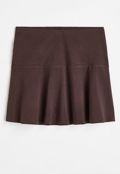 H&M - Flared cotton jersey skirt - dark brown