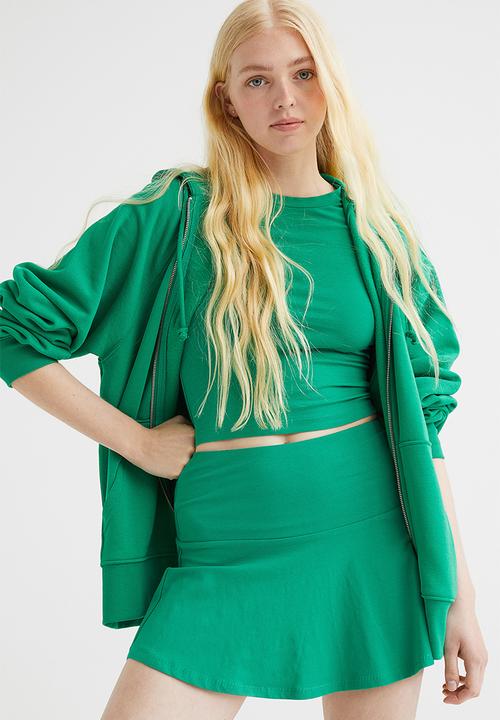 H&M - Flared cotton jersey skirt - green