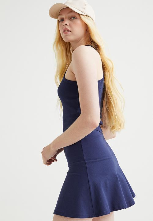 H&M - Flared cotton jersey skirt - dark blue