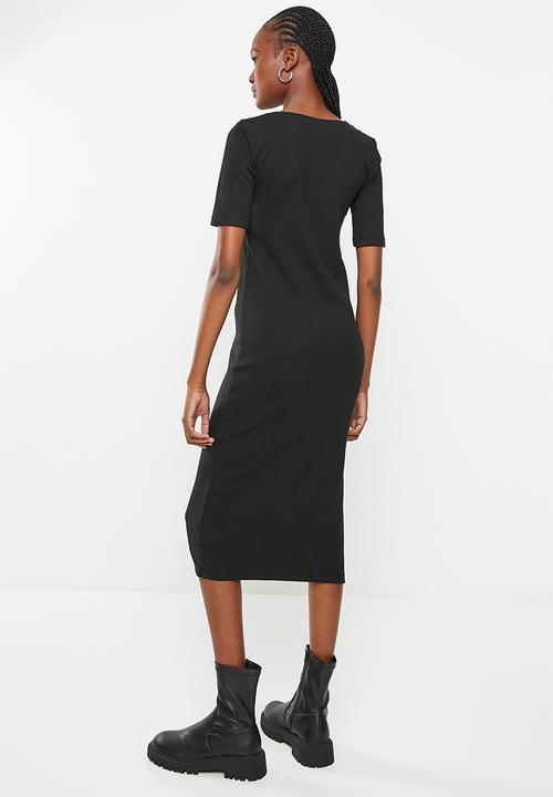 Calvin Klein - Ck button through rib long dress - ck black