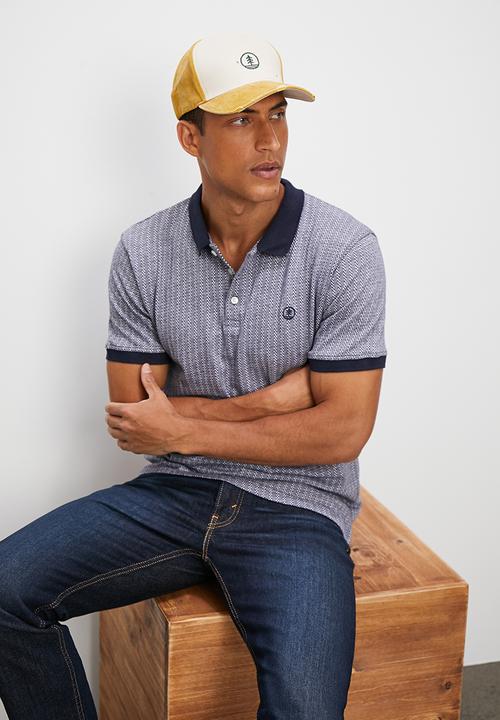 Lark & Crosse - Regular fit textured pattern golfer - navy