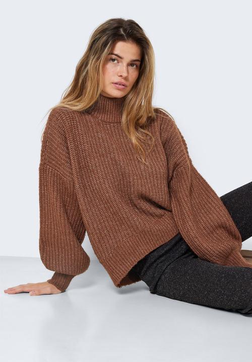 Noisy May - Orla long sleeve high neck knit - cappuccino