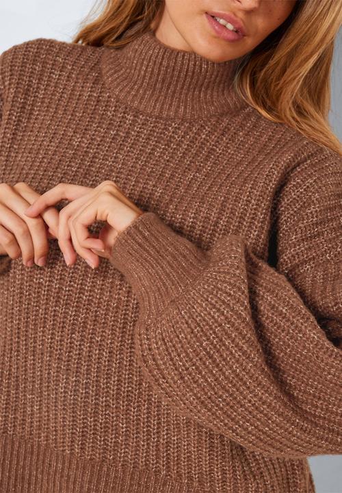 Noisy May - Orla long sleeve high neck knit - cappuccino