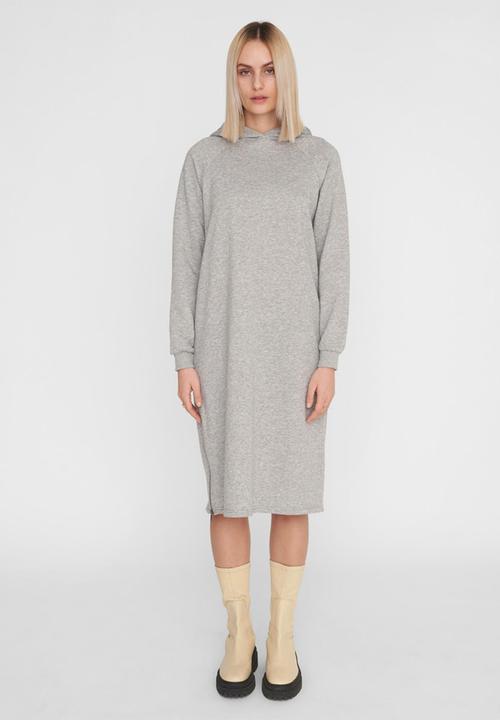 Noisy May - Helene long sleeve sweat dress - light grey melange