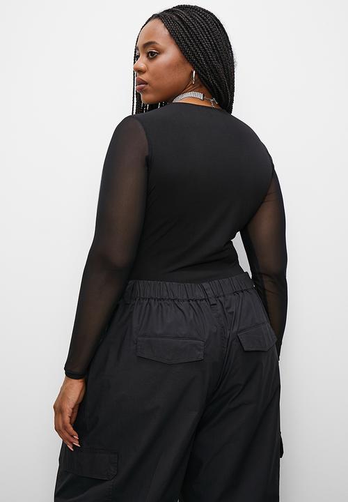Superbalist - Mesh sleeve bodysuit - black