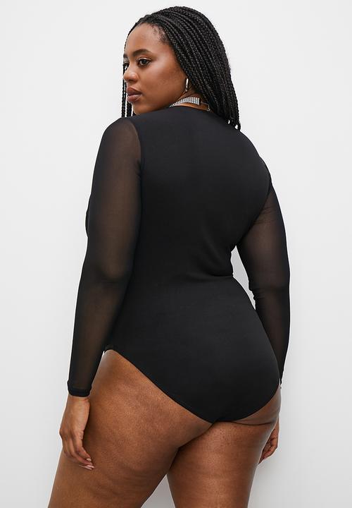 Superbalist - Mesh sleeve bodysuit - black