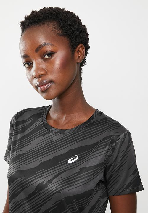 ASICS - Core all over print top - graphite grey & performance black