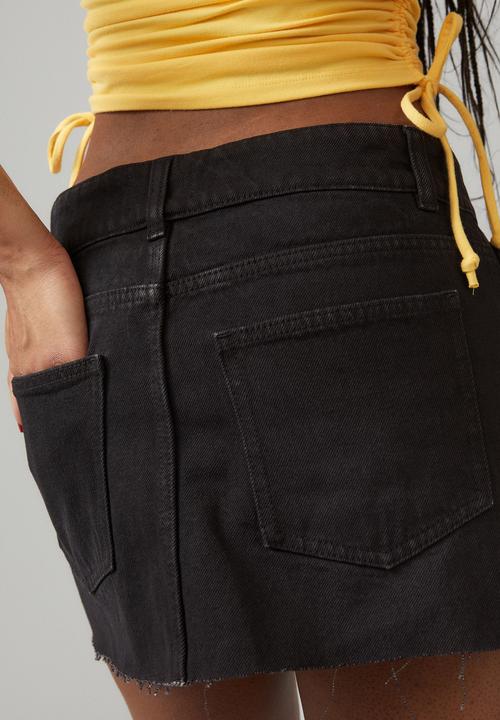 Factorie - denim micro mini skirt - washed black