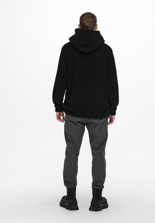 Only & Sons - Onsremy reg teddy hoodie sweat - black