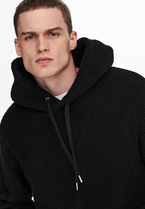 Only & Sons - Onsremy reg teddy hoodie sweat - black