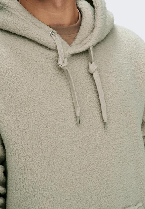 Only & Sons - Onsremy Reg Teddy Hoodie Sweat - Silver Lining 