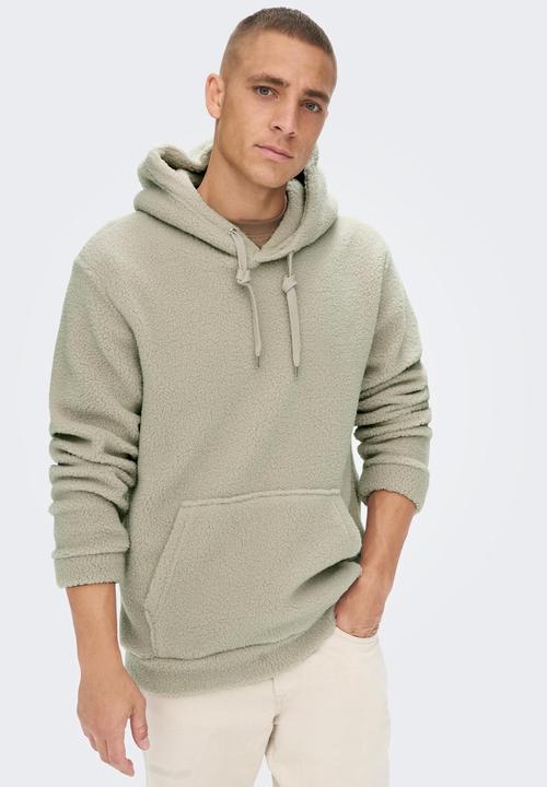 Only & Sons - Onsremy Reg Teddy Hoodie Sweat - Silver Lining 