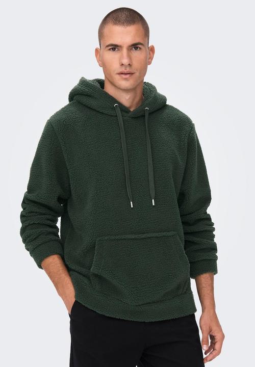 Only & Sons - Onsremy reg teddy hoodie sweat - olive